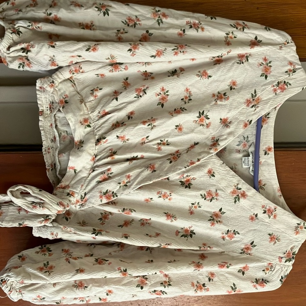 American Eagle Outfitters Floral Blouse - Cream and Pink